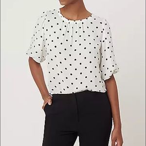 Loft Balloon Sleeve Dotted Blouse